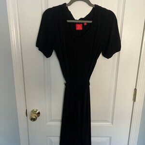 Vintage Oscar Red Label Black Scoop Neck Knit Mini Dress with Tie Belt, Size 4